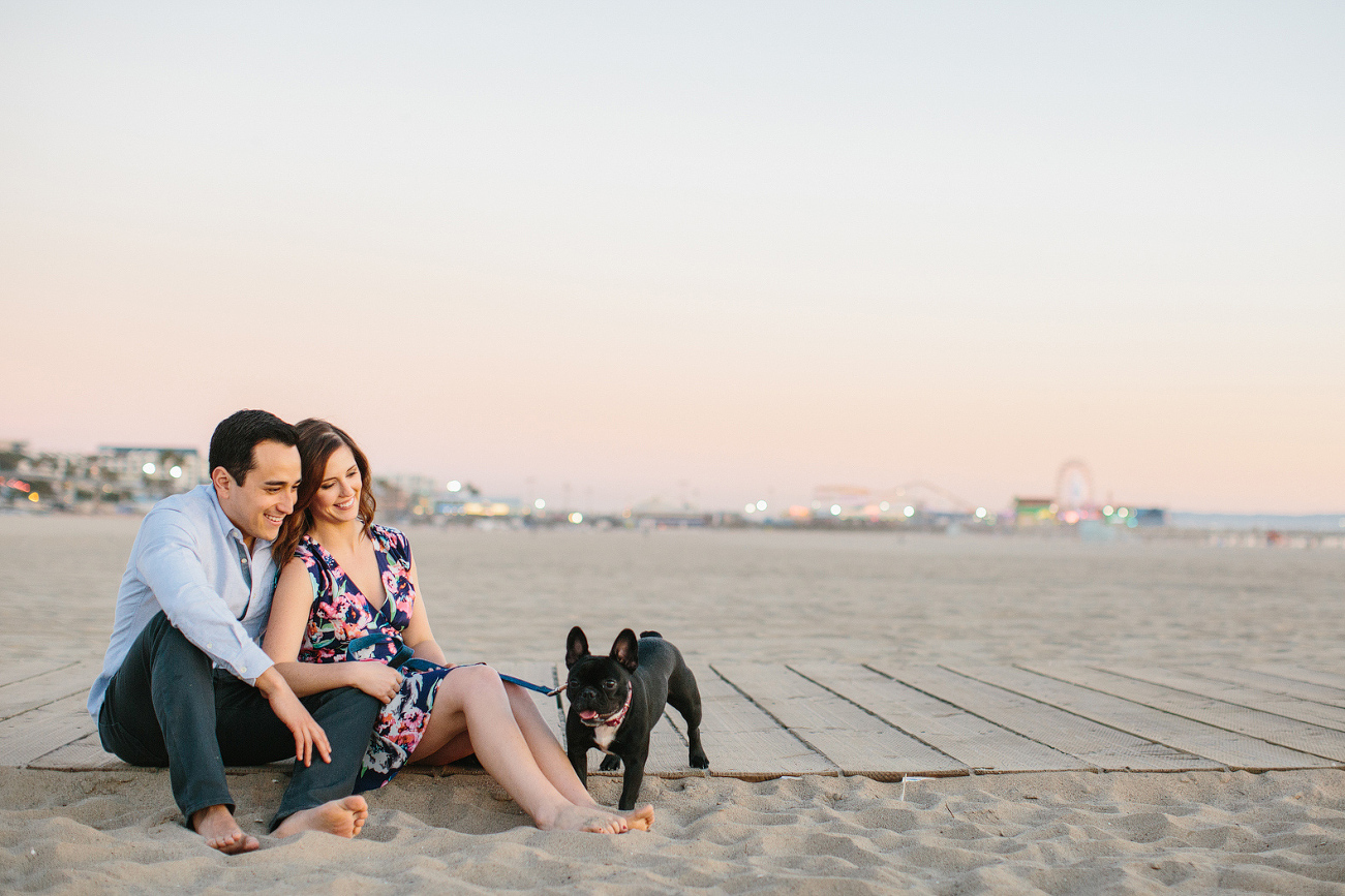 The Santa Monica pier in the background. 