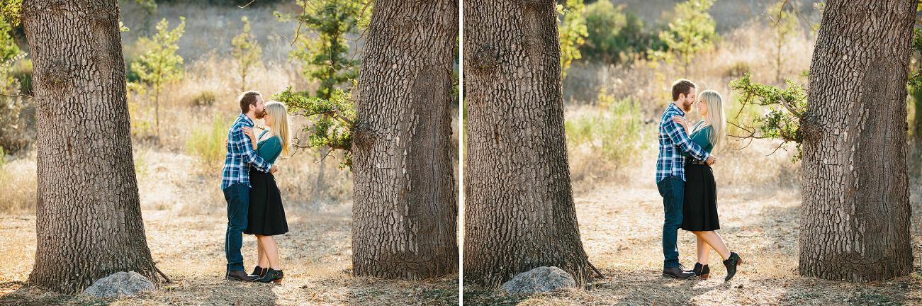 The coupel centered between trees. 