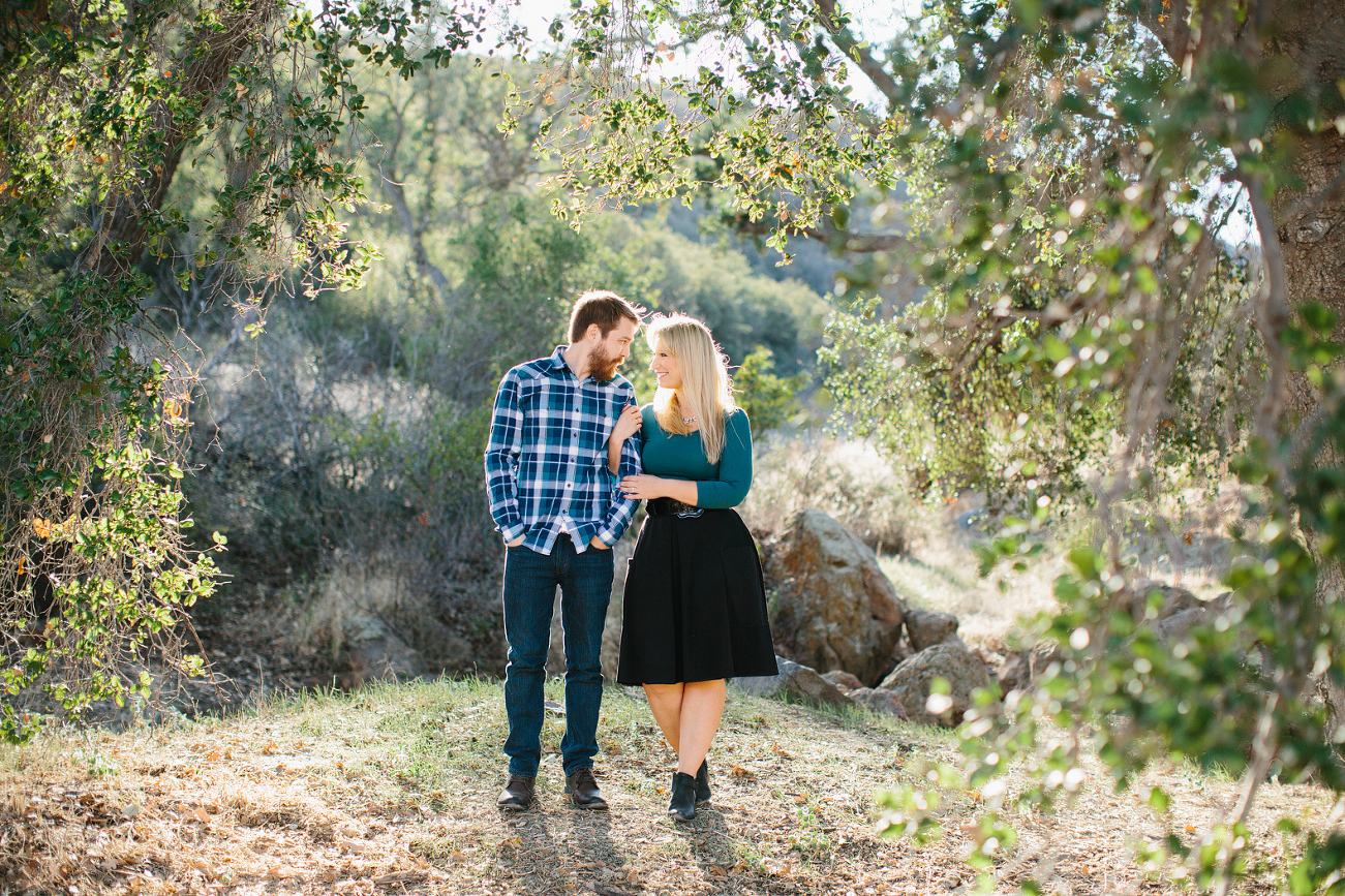 The couple surrounded by trees. 