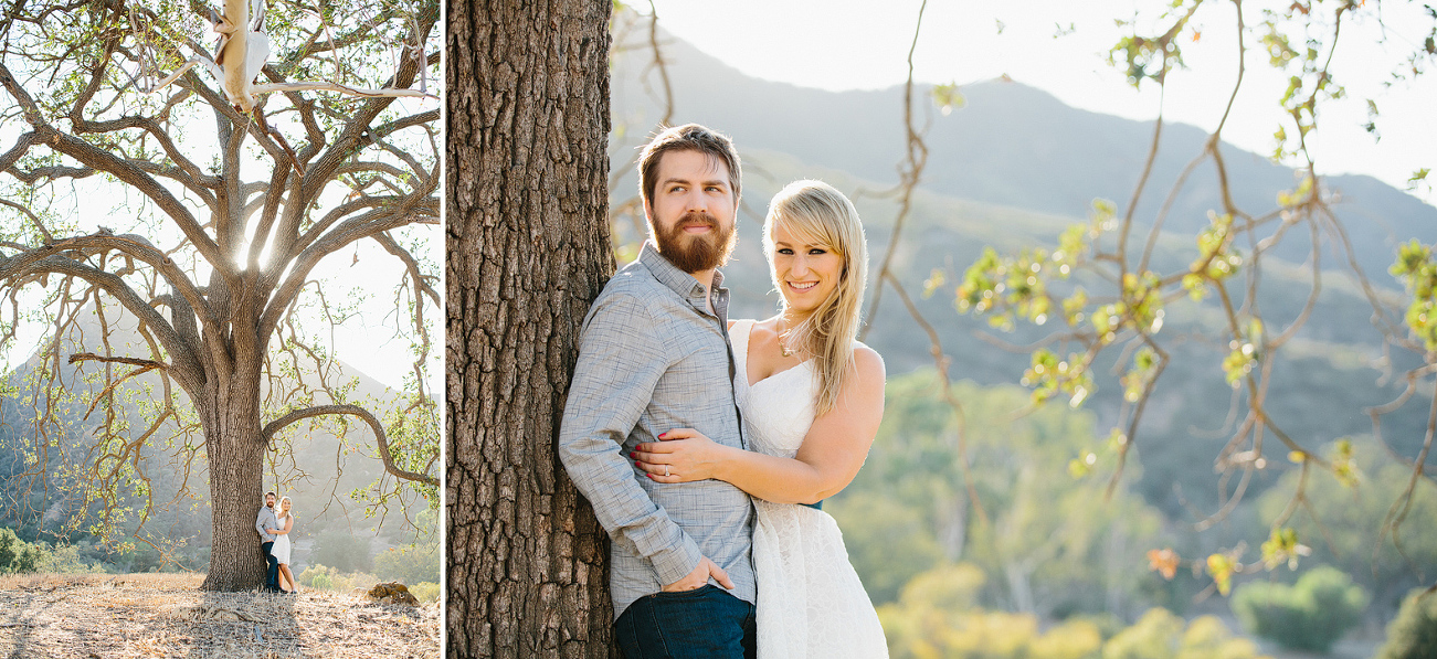 Lindsay and Josh under a large tree. 