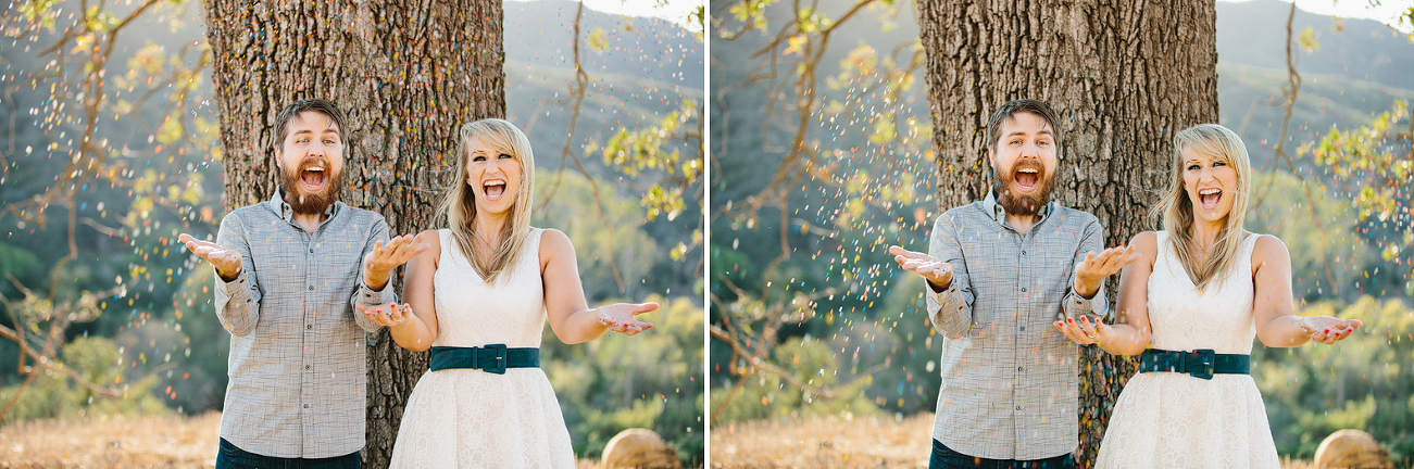 The couple throwing sprinkles. 