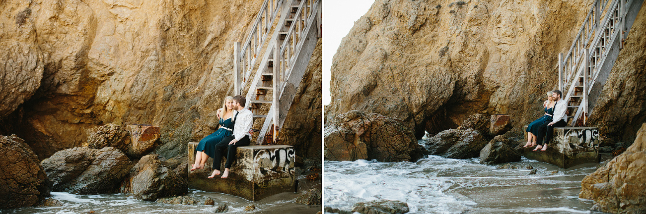 The couple sitting on the step. 