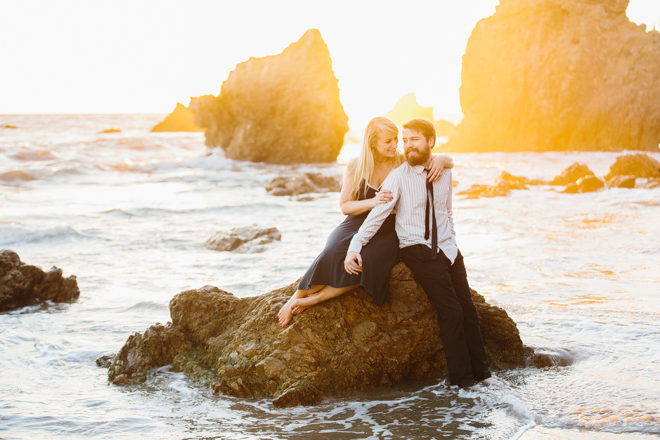 A bright golden sunset at the beach. 