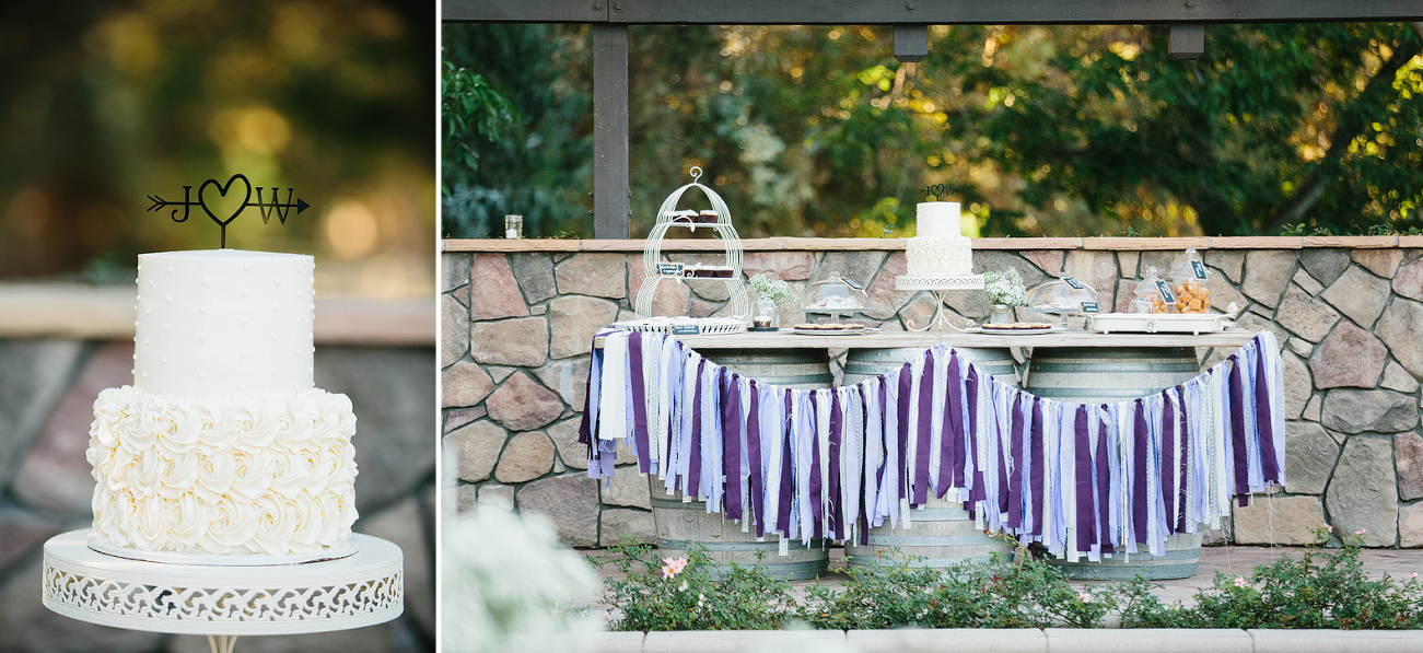 The cake and dessert bar set up.