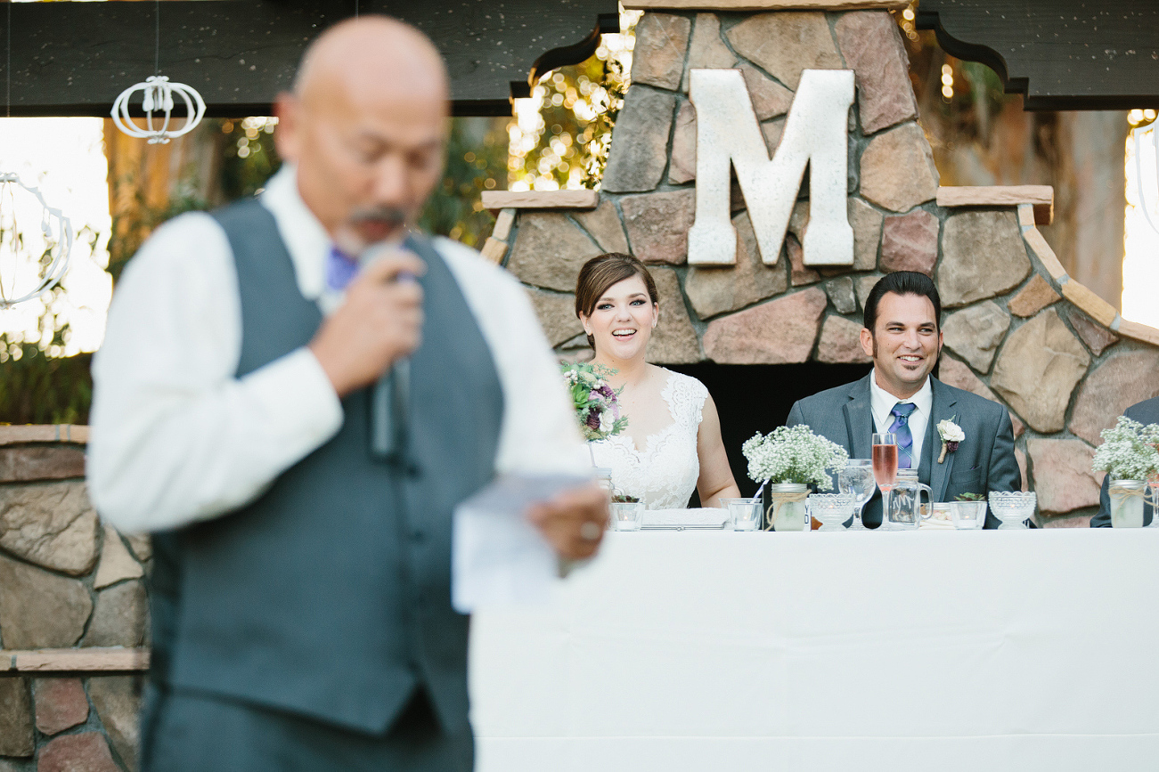 The bride and groom during the welcome speech. 