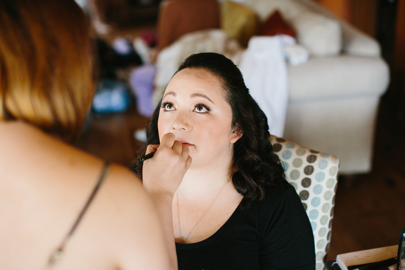 Andrea getting her makeup done. 