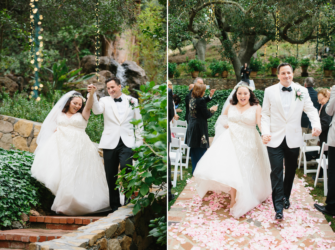 The couple walking down the aisle. 