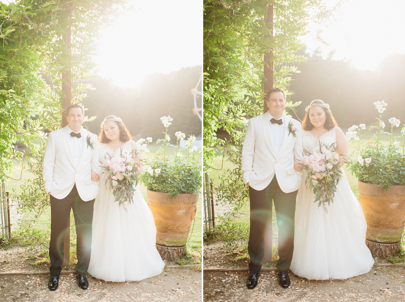 Sun filled photos of the bride and groom. 