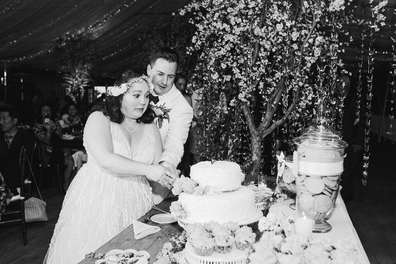 A cute photo of cake cutting. 