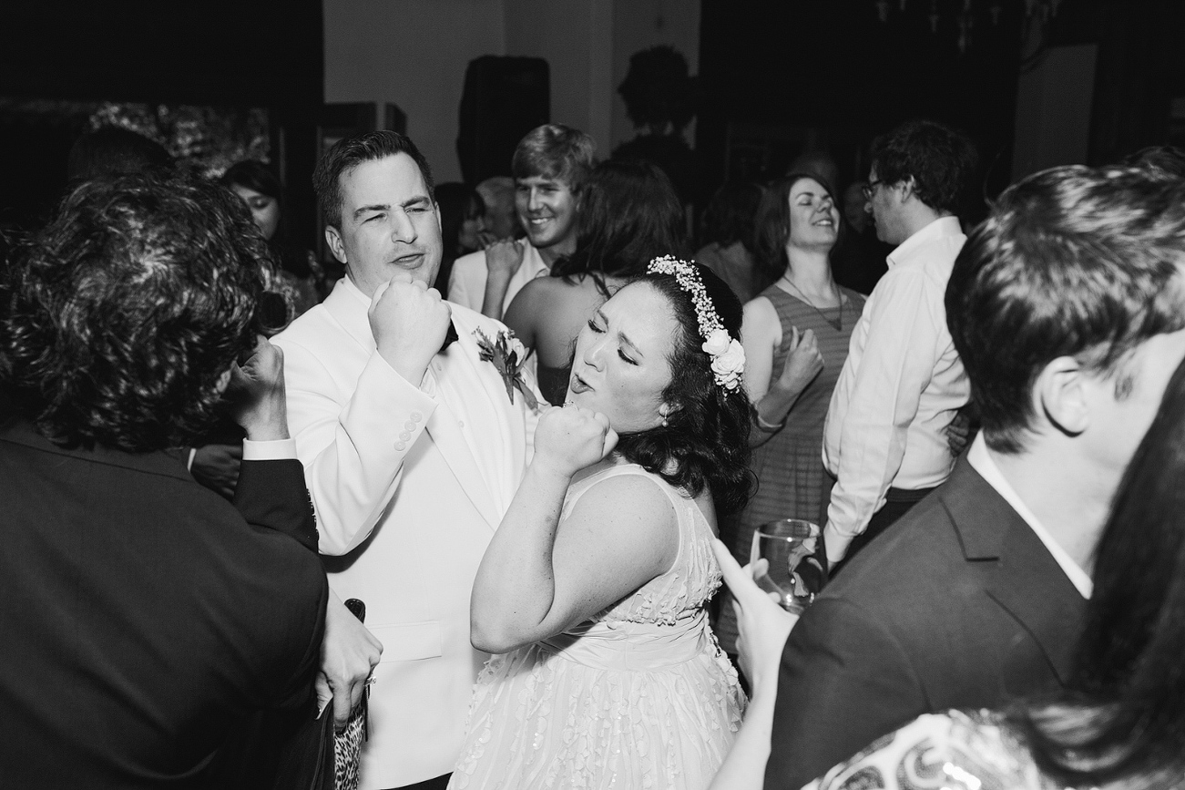 The bride and groom during the reception. 