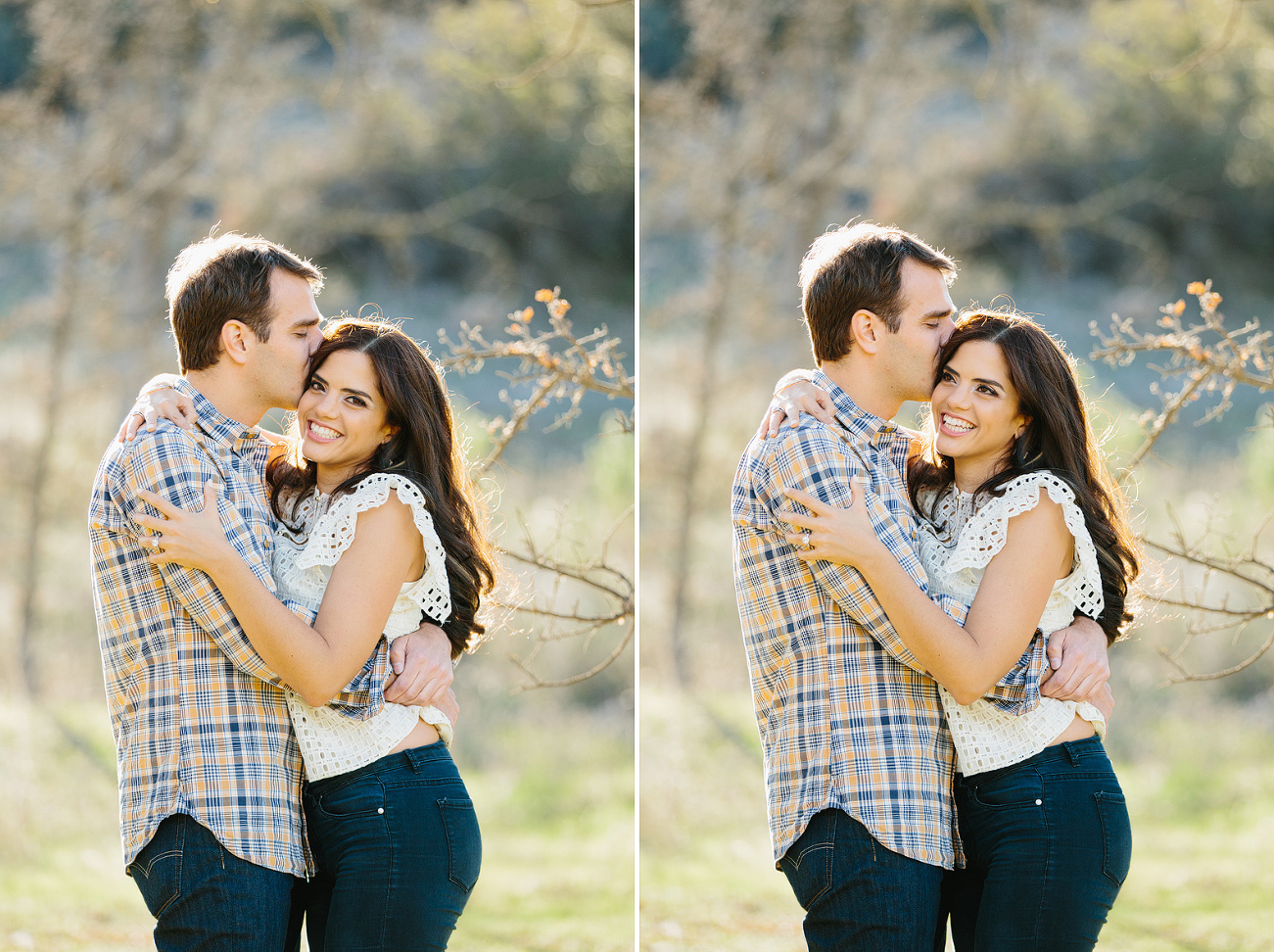 Cute photos of the couple hugging. 