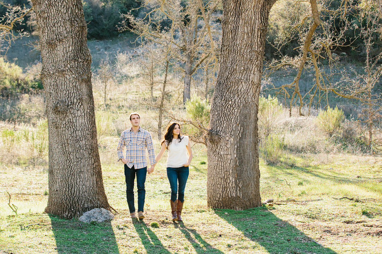 The couple walking in a national park. 