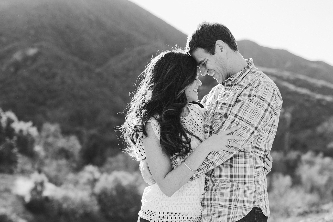 A black and white portrait of Miren and Peter. 