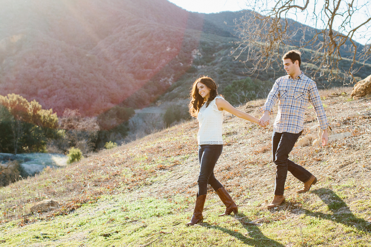 Miren and Peter walking down the hill. 