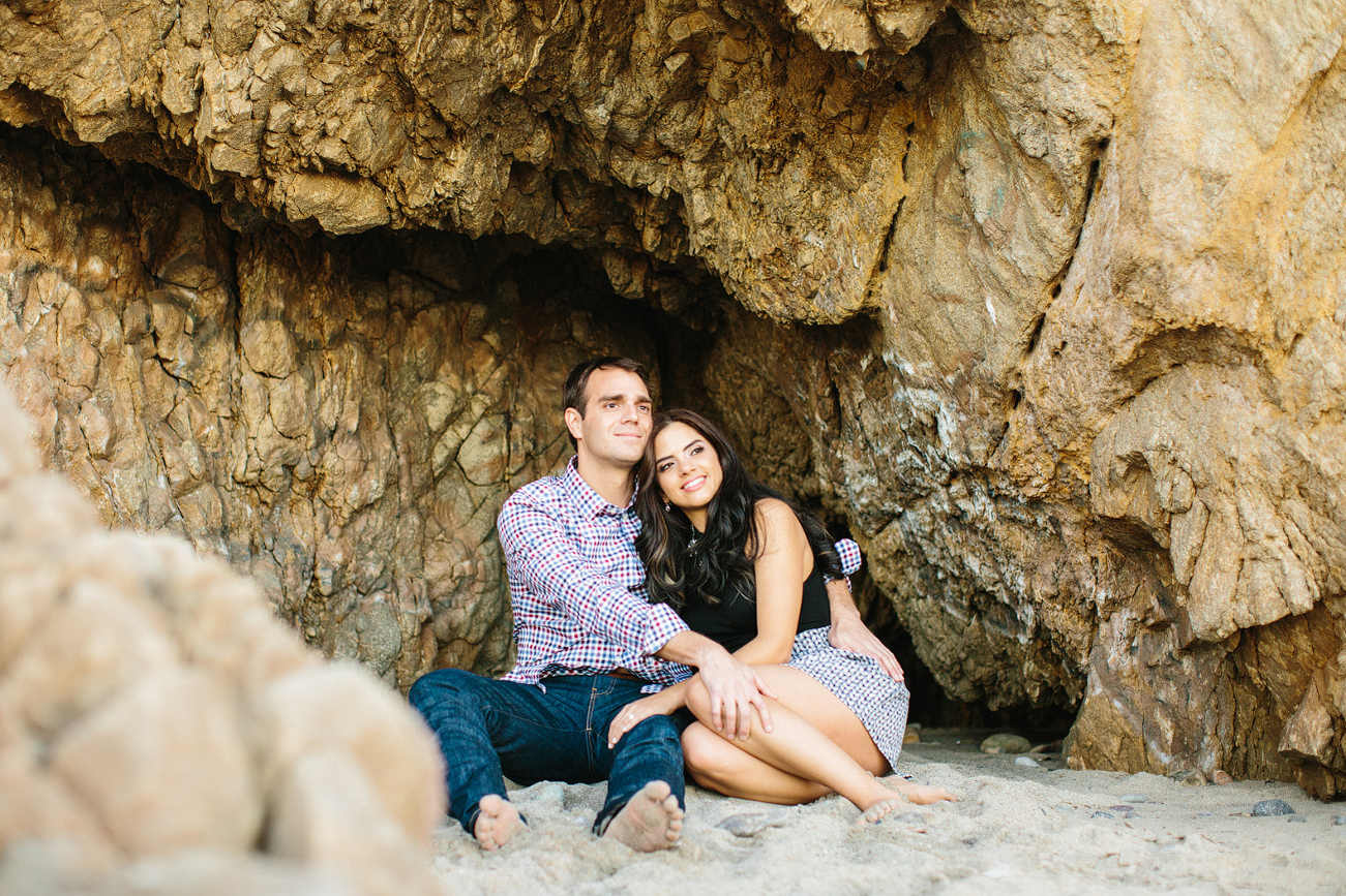 Miren and Peter in a rock cove. 