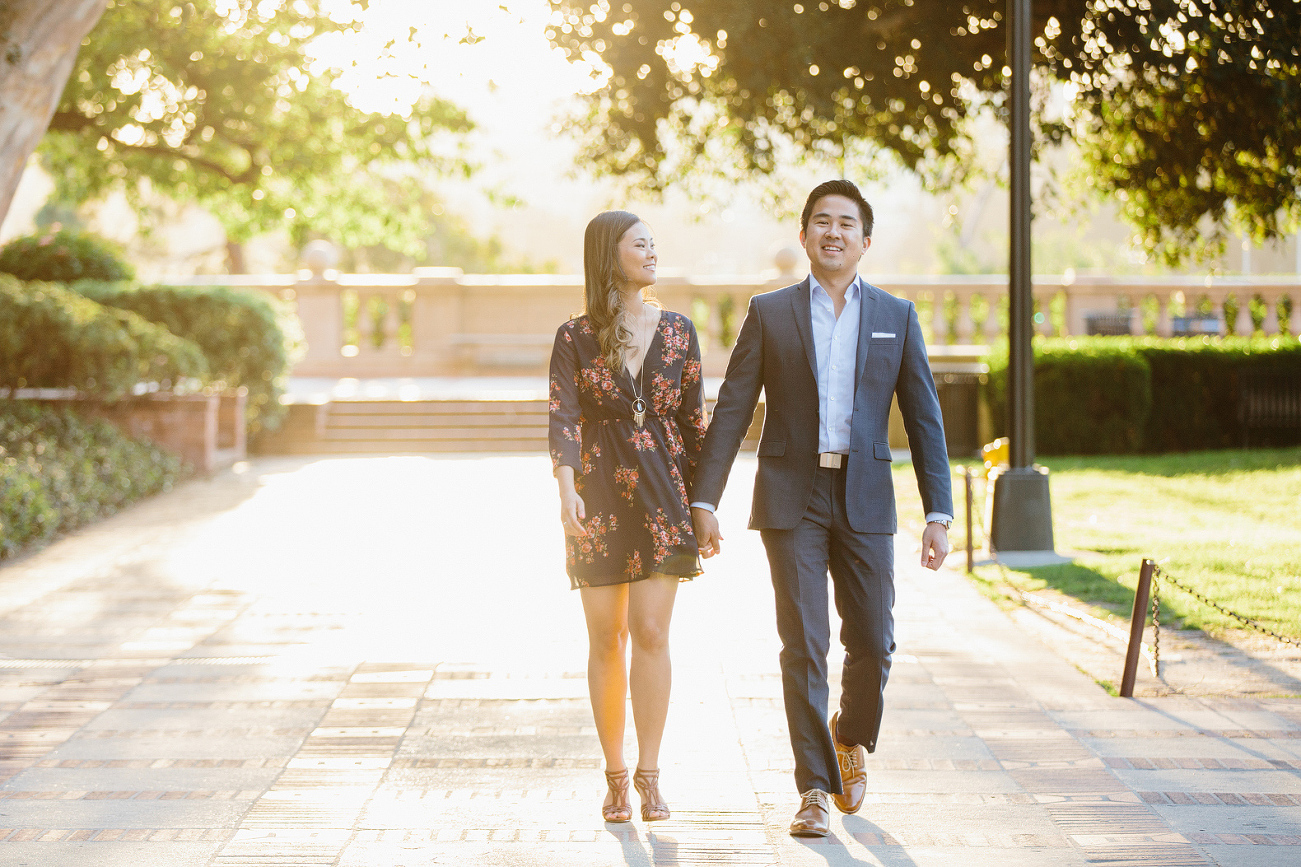 The couple walking in the quad. 