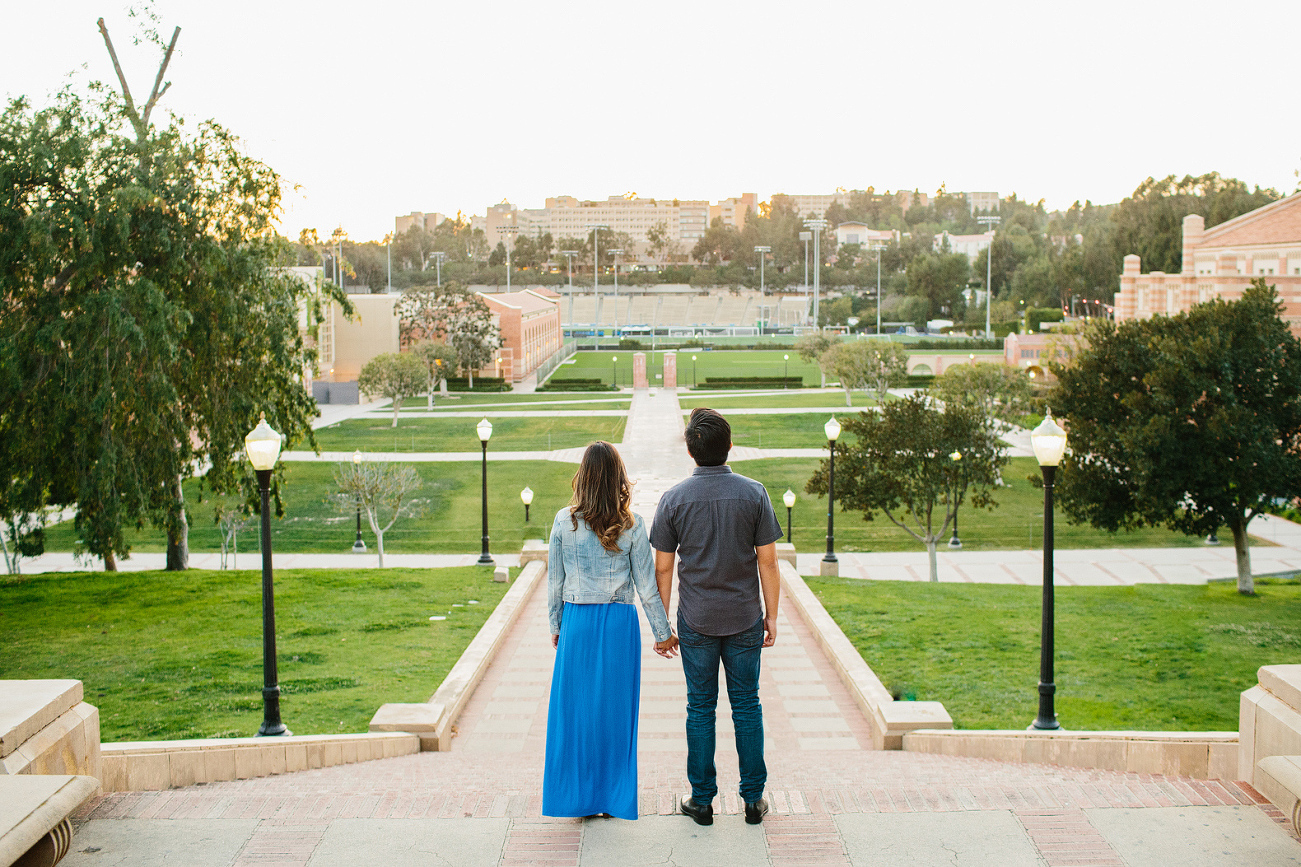 The couple looking at the campus. 