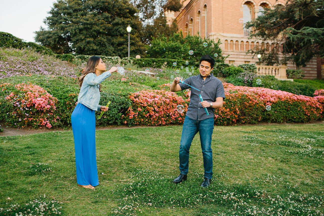 The couple brought bubbles to their session. 