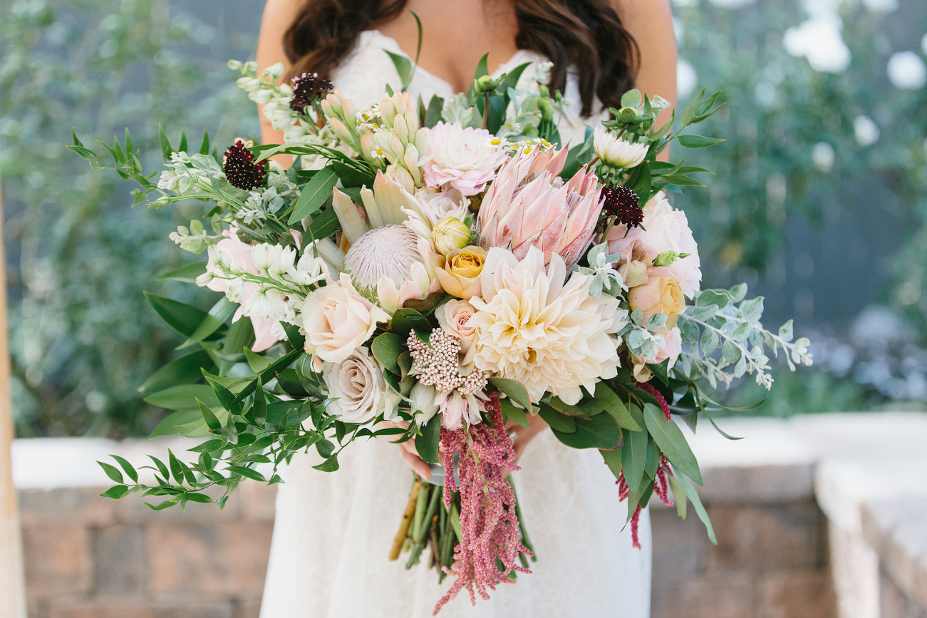 a close up of brides giant and beautiful bouquet
