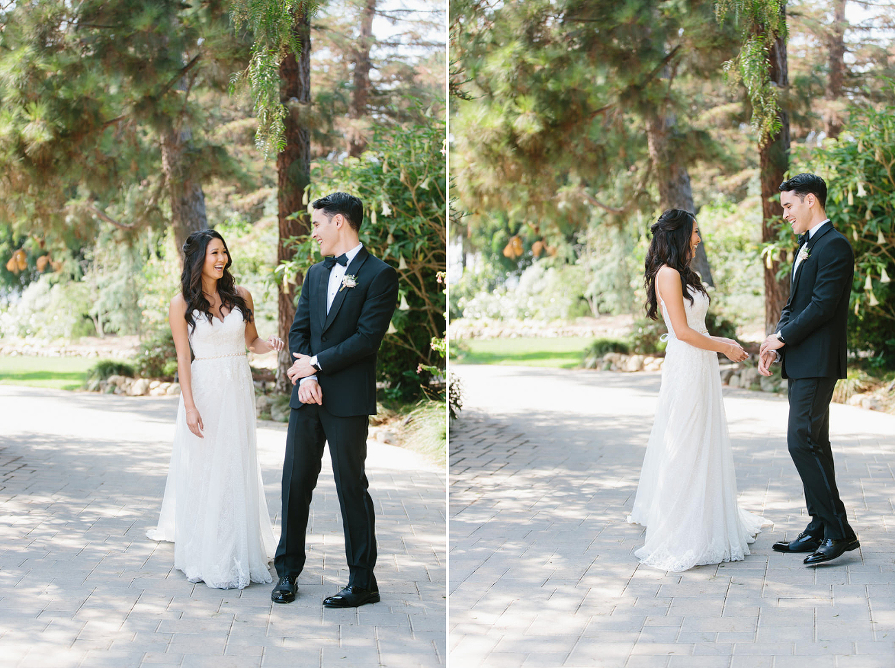 Groom seeing bride for first time first look