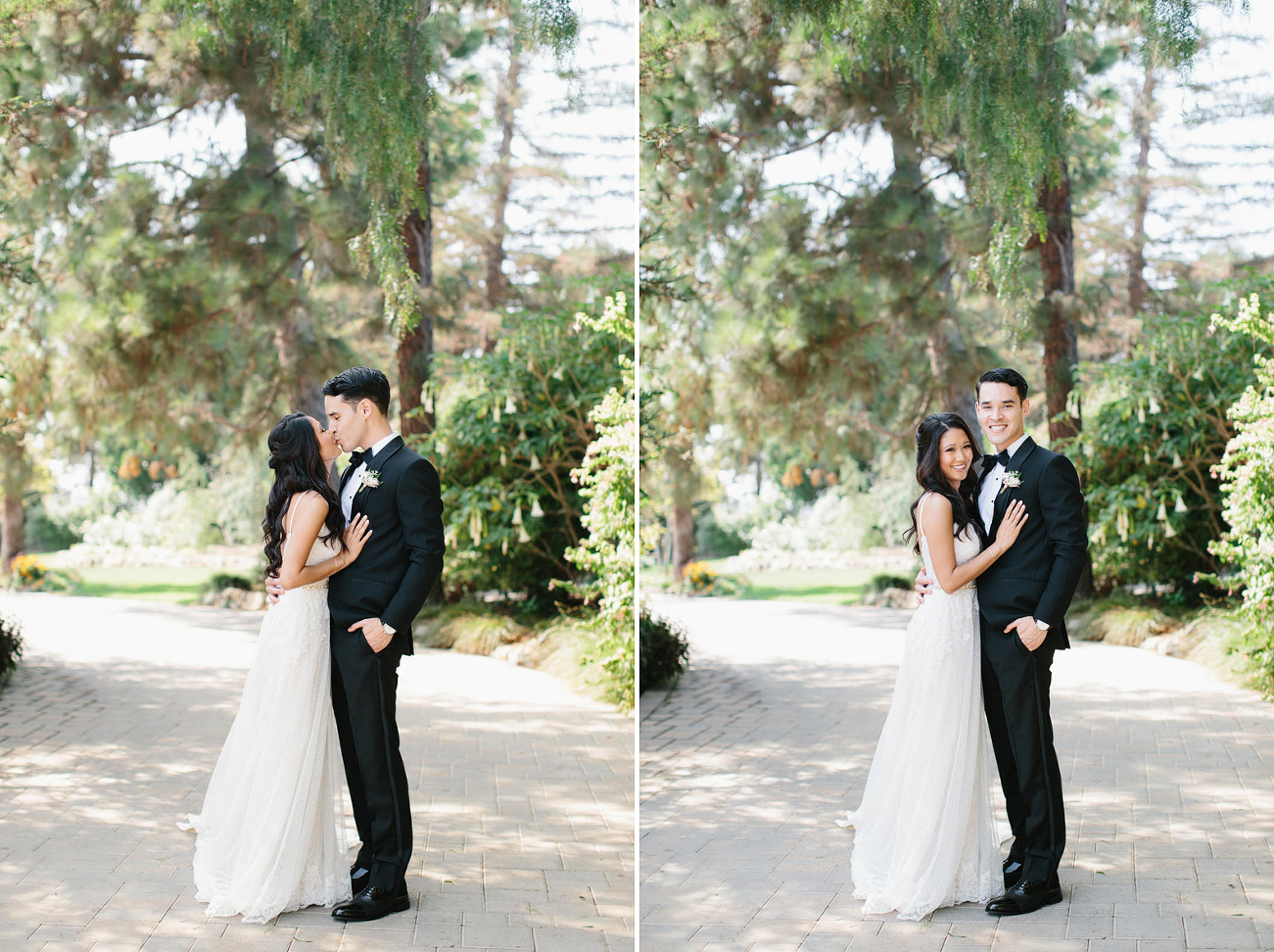 classic bride and groom photo in garden