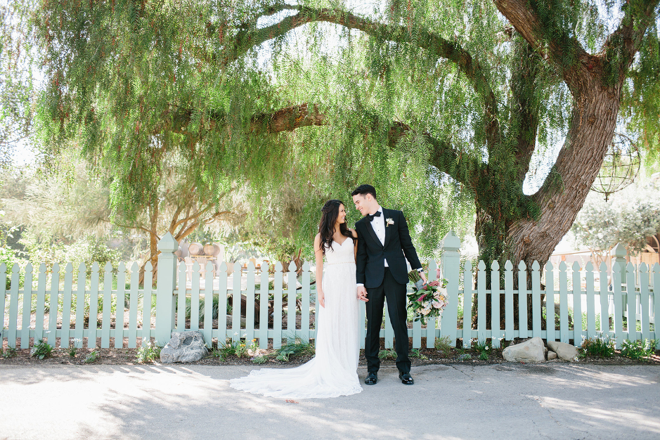 Bride and groom being silly on their wedding day in camarillo