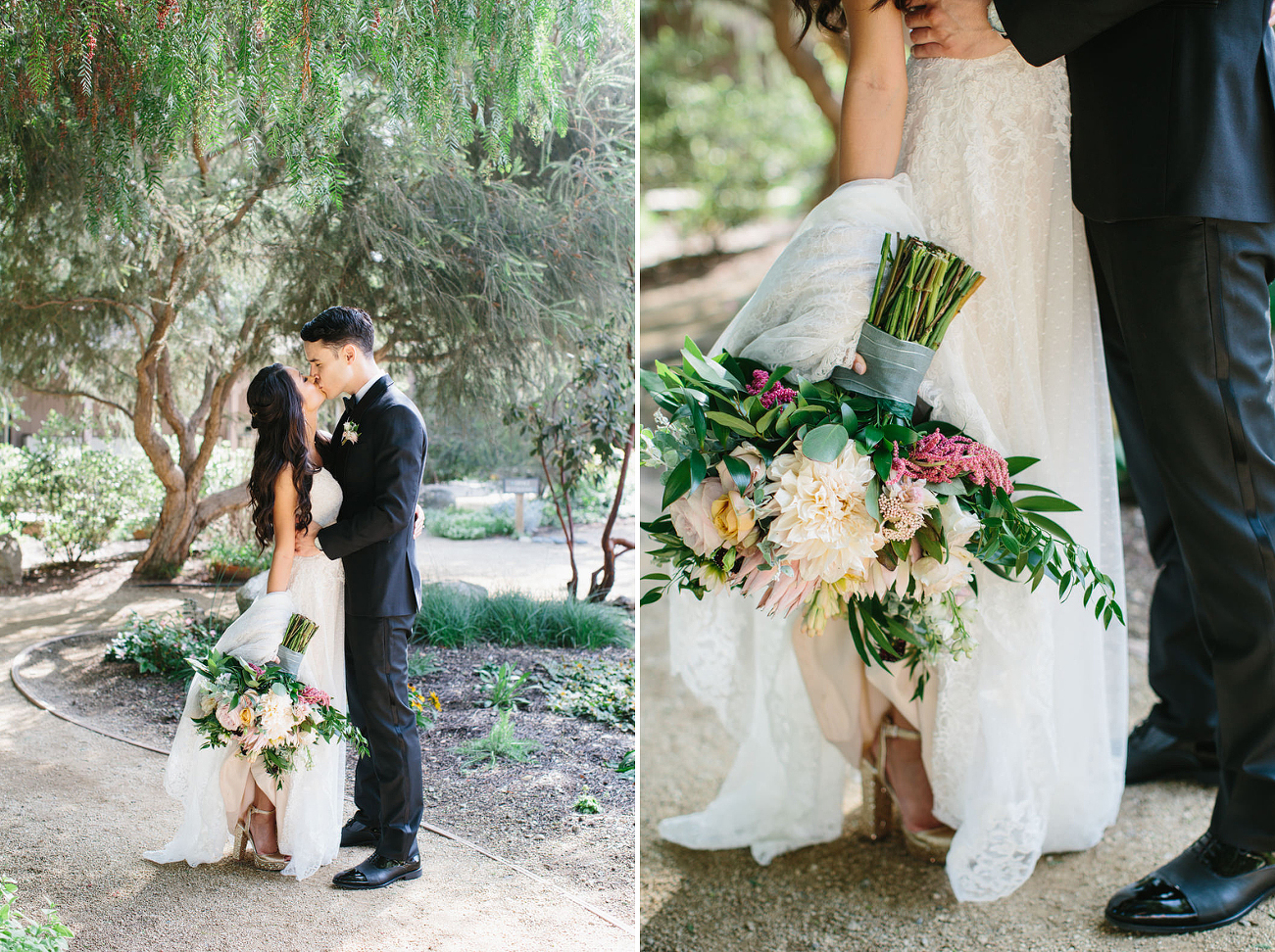 bride holding her flowers and closeup of shoes and flowers