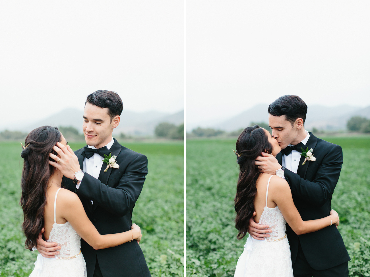 groom kissing new wife on wedding day romantic photo