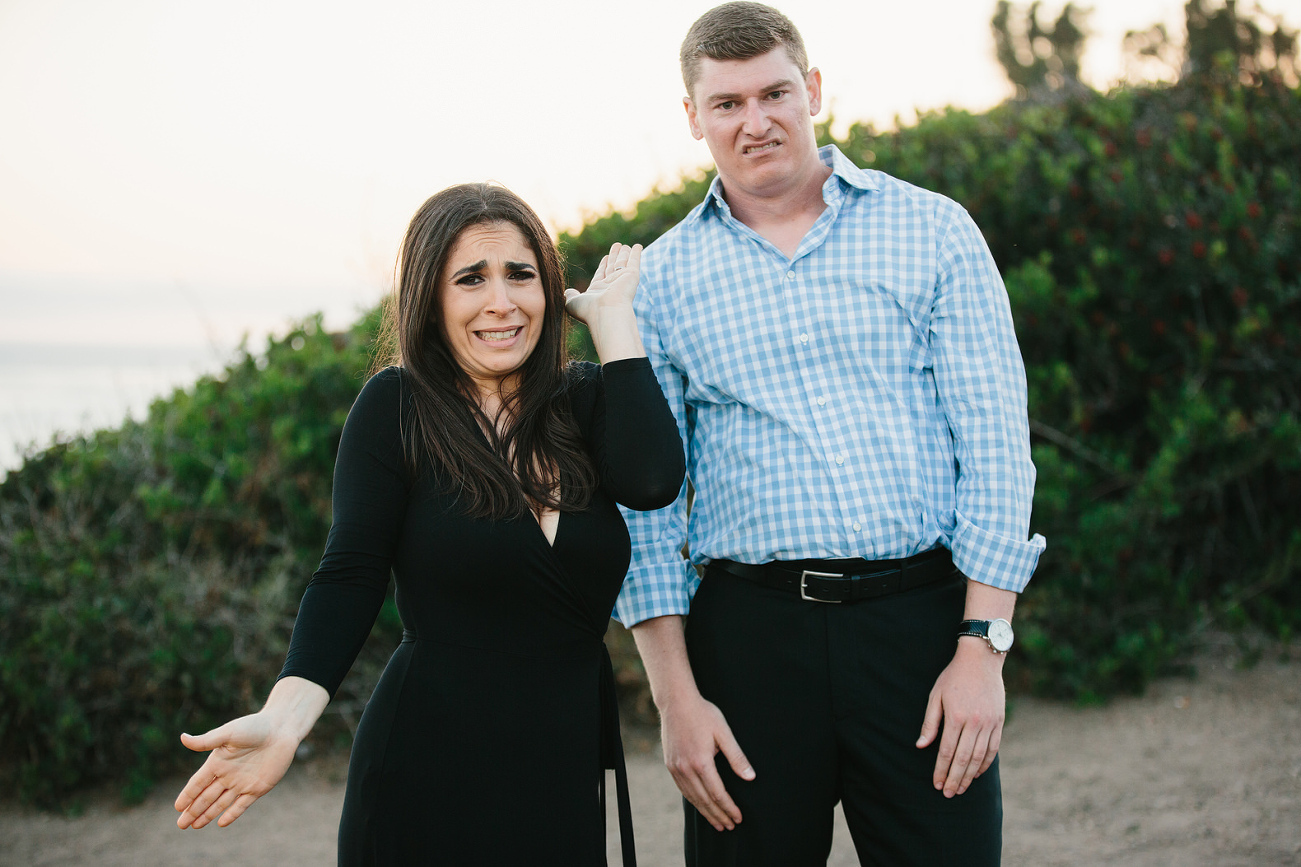 silly engagement photos of couple being funnny