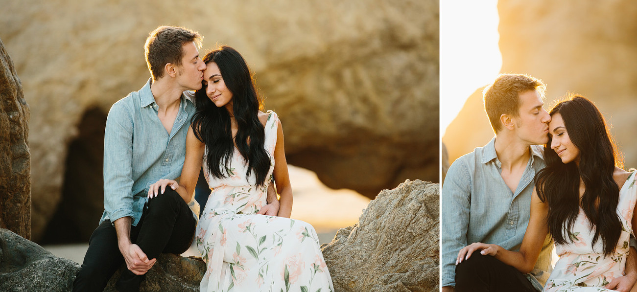 A groom kisses his fiances forehead in southern california